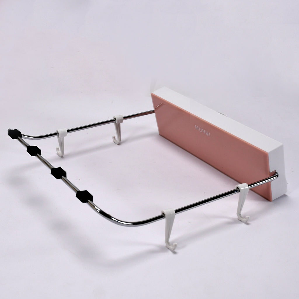 7660 Wall Mounted Foldable Wash Basin Storage Rack Shelf Holder Self Adhesive With Sticker