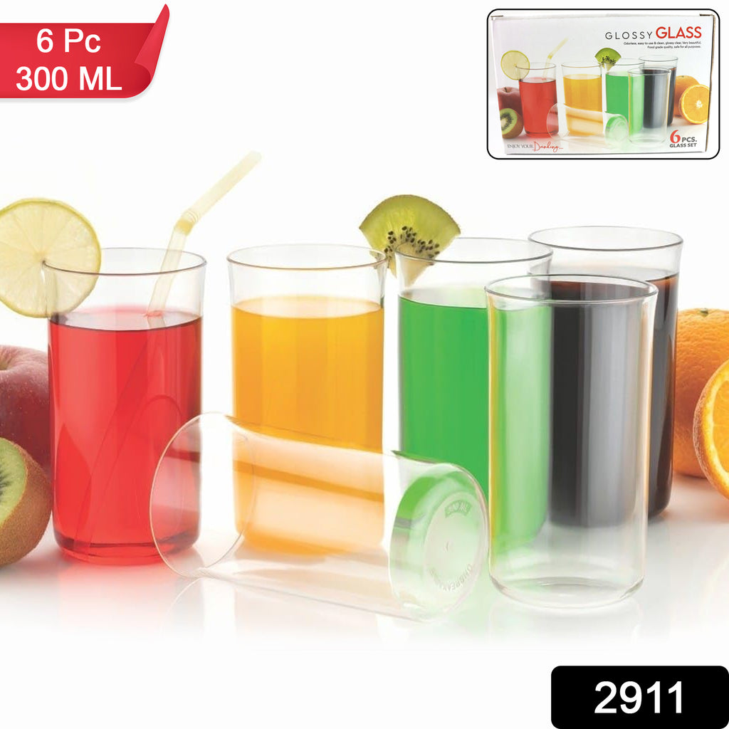 Glossy Plastic Glass Set (6 Pc  300 Ml)