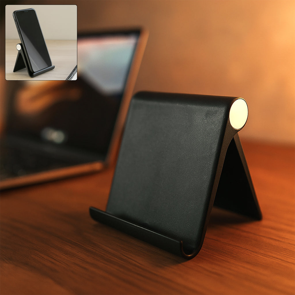 Plastic Foldable Desktop Mobile Stand (1 Pc  Black)